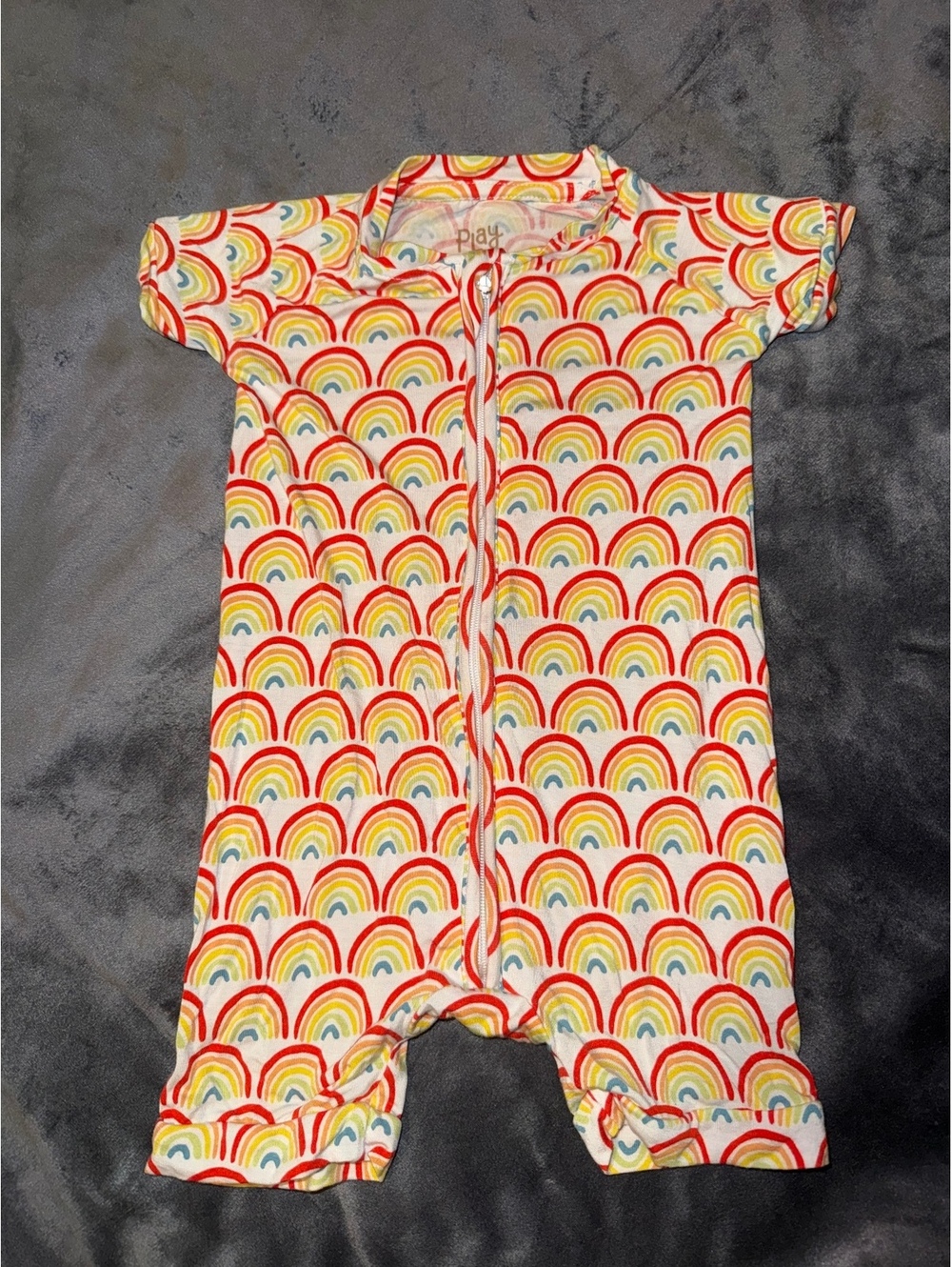 Little Sleepies Rainbow Bamboo Romper 6-12M Zip Front Baby Girl Unisex